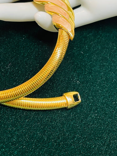 Napier Pink Enamel Gold Omega Necklace
